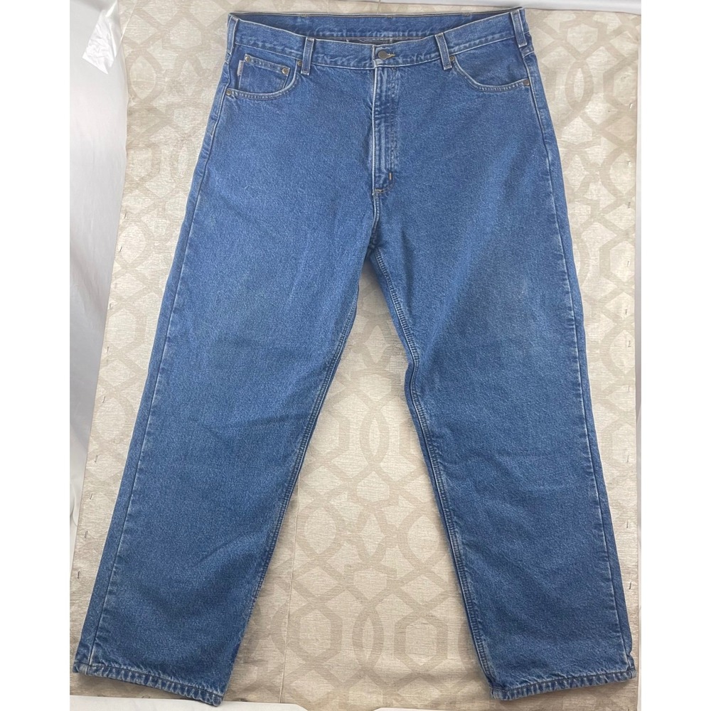 Carhartt B172 DST Flannel Lined Relaxed Fit Denim Jeans Mens‎ 42x32 Blue Dark